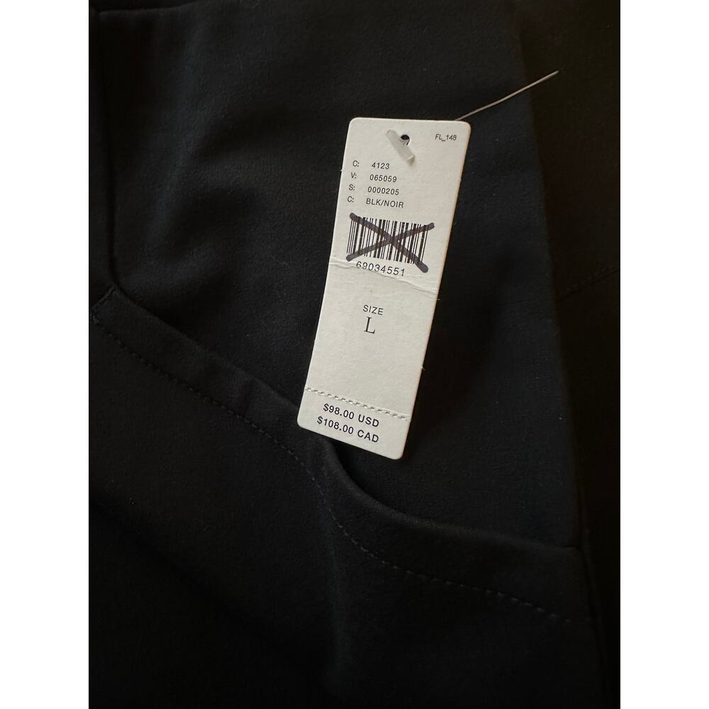 Anthro Maeve Black Pull On Slit-Back High Waisted Ponte Pants Pockets Size Large - Picture 5 of 6